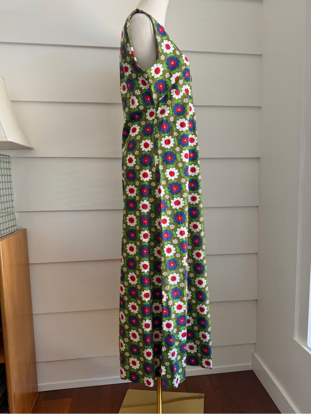 Vintage 70s Floral Print Maxi Dress Flower Power Boho Hippie - Picture 6 of 8